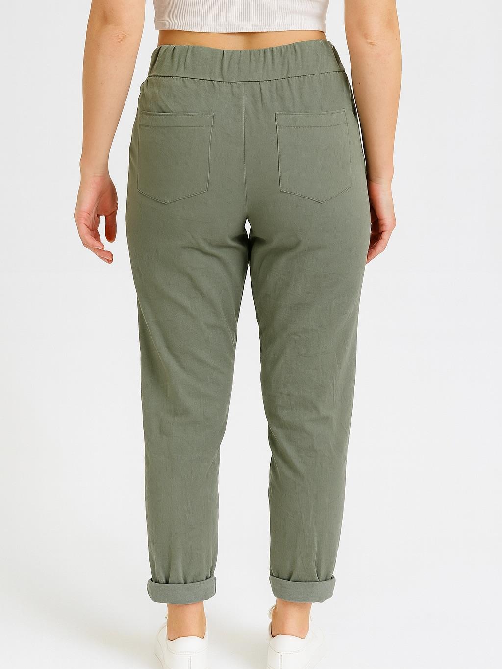 İtalyan Likralı Pantolon - HAKİ