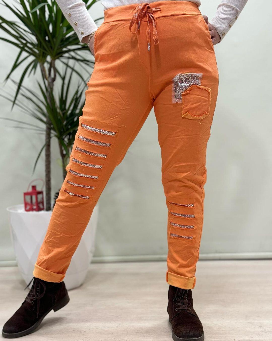 İtalyan Likralı Pantolon - TURUNCU