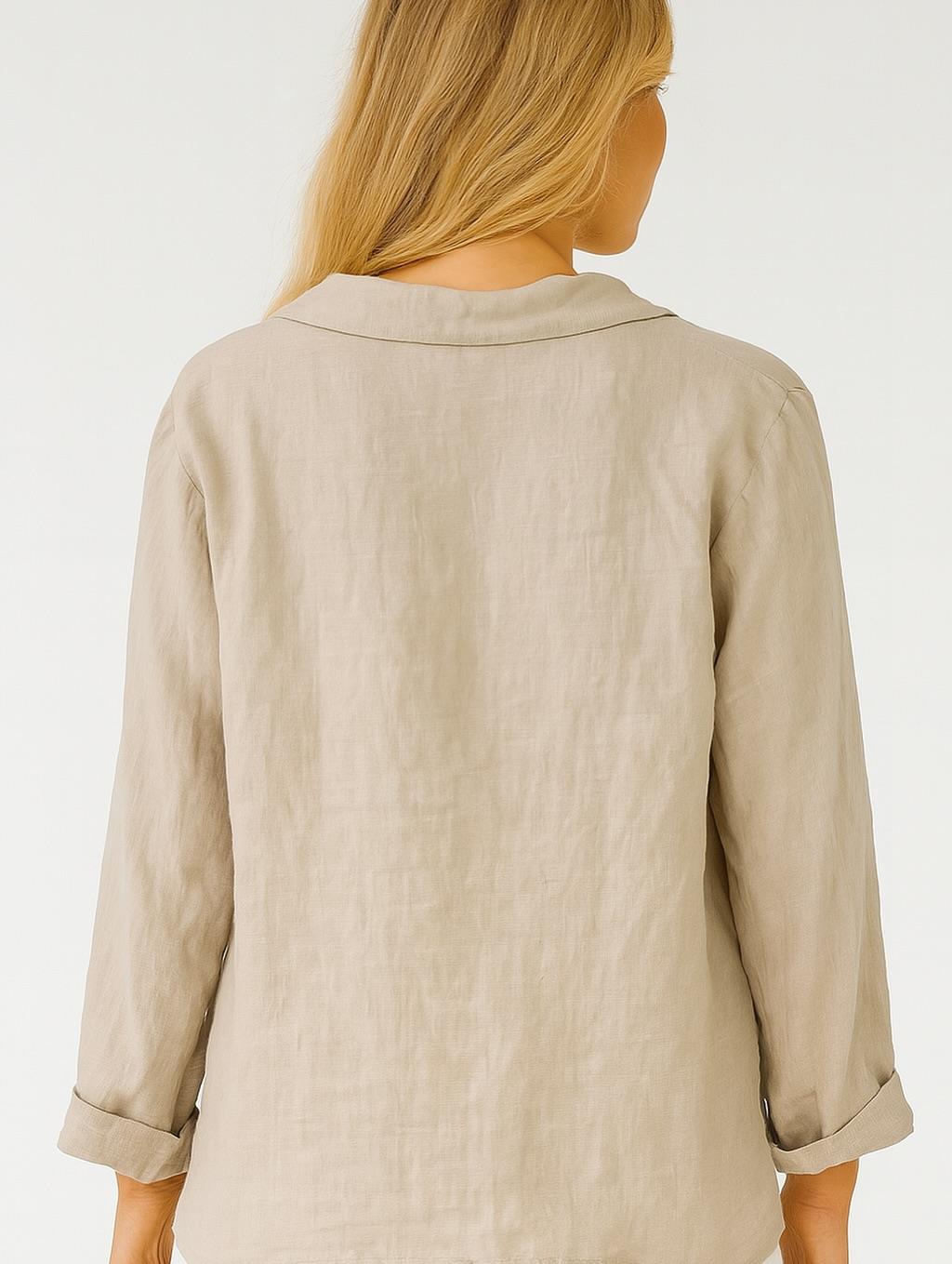 İtalyan Keten Tasarım Ceket - BEJ