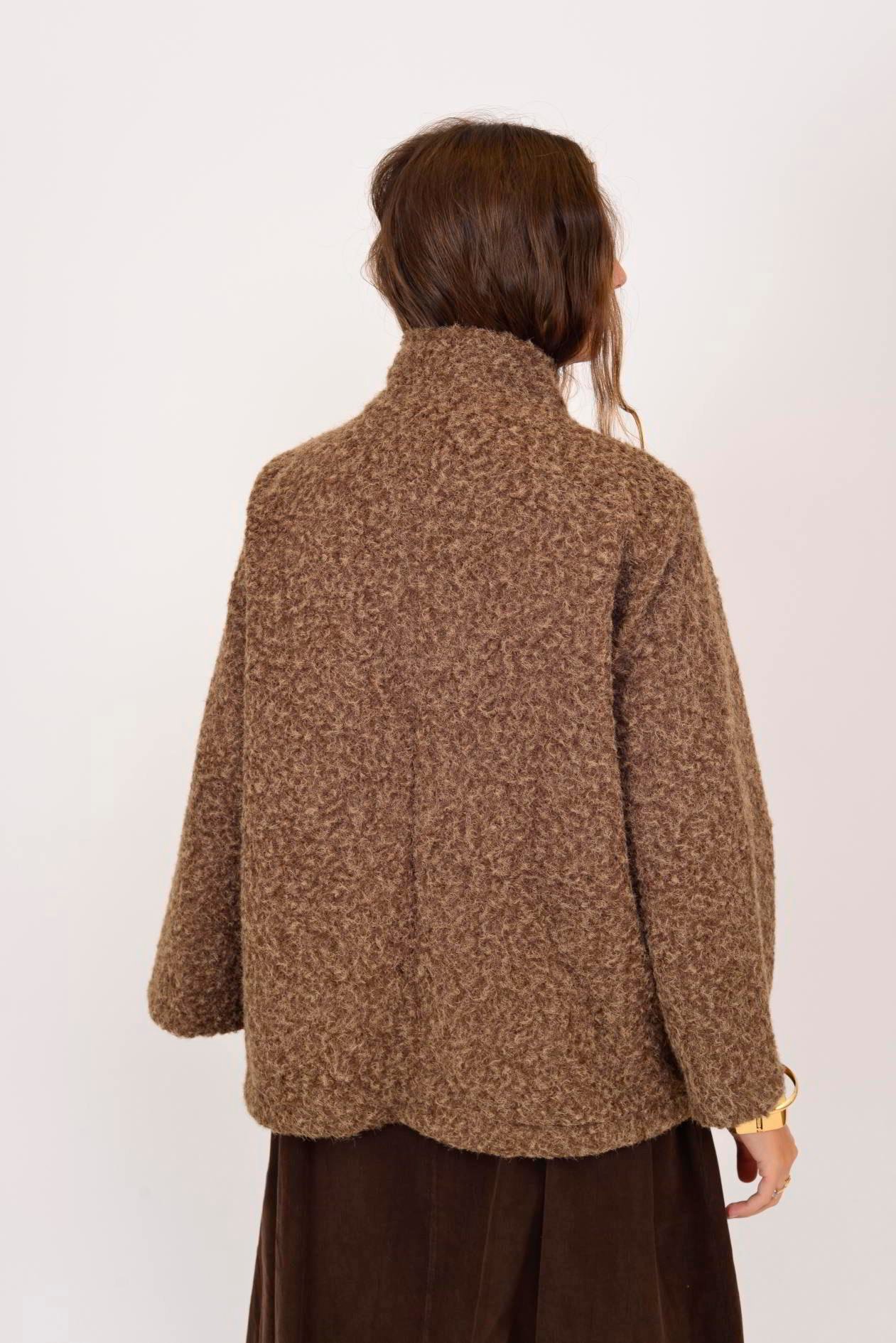 İtalyan Düğme Detaylı Keçe Ceket - KAHVERENGİ