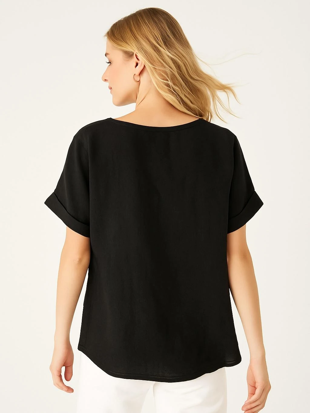 İtalyan Keten Bluz - SİYAH