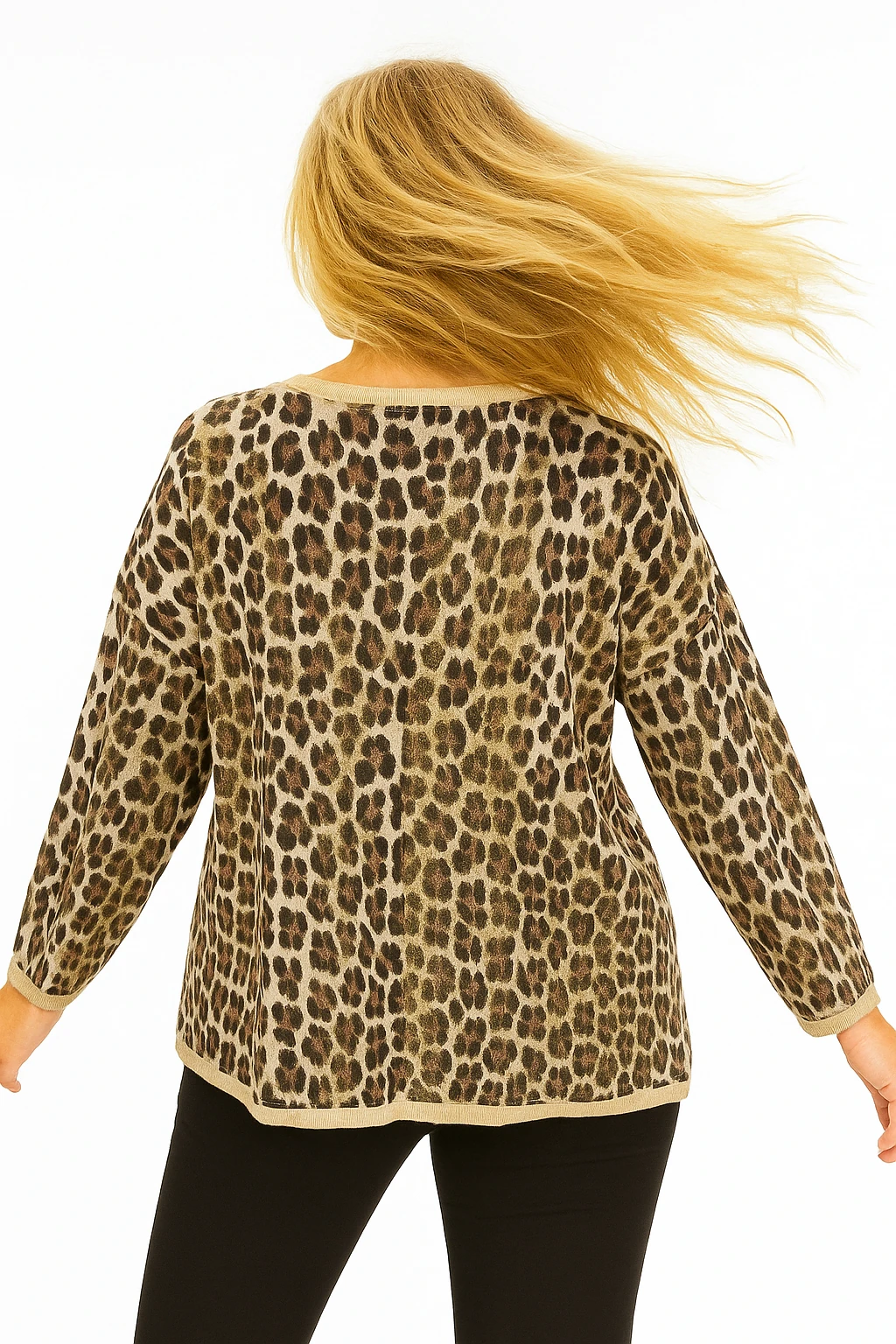 İtalyan Leopar Desenli Bluz - BEJ