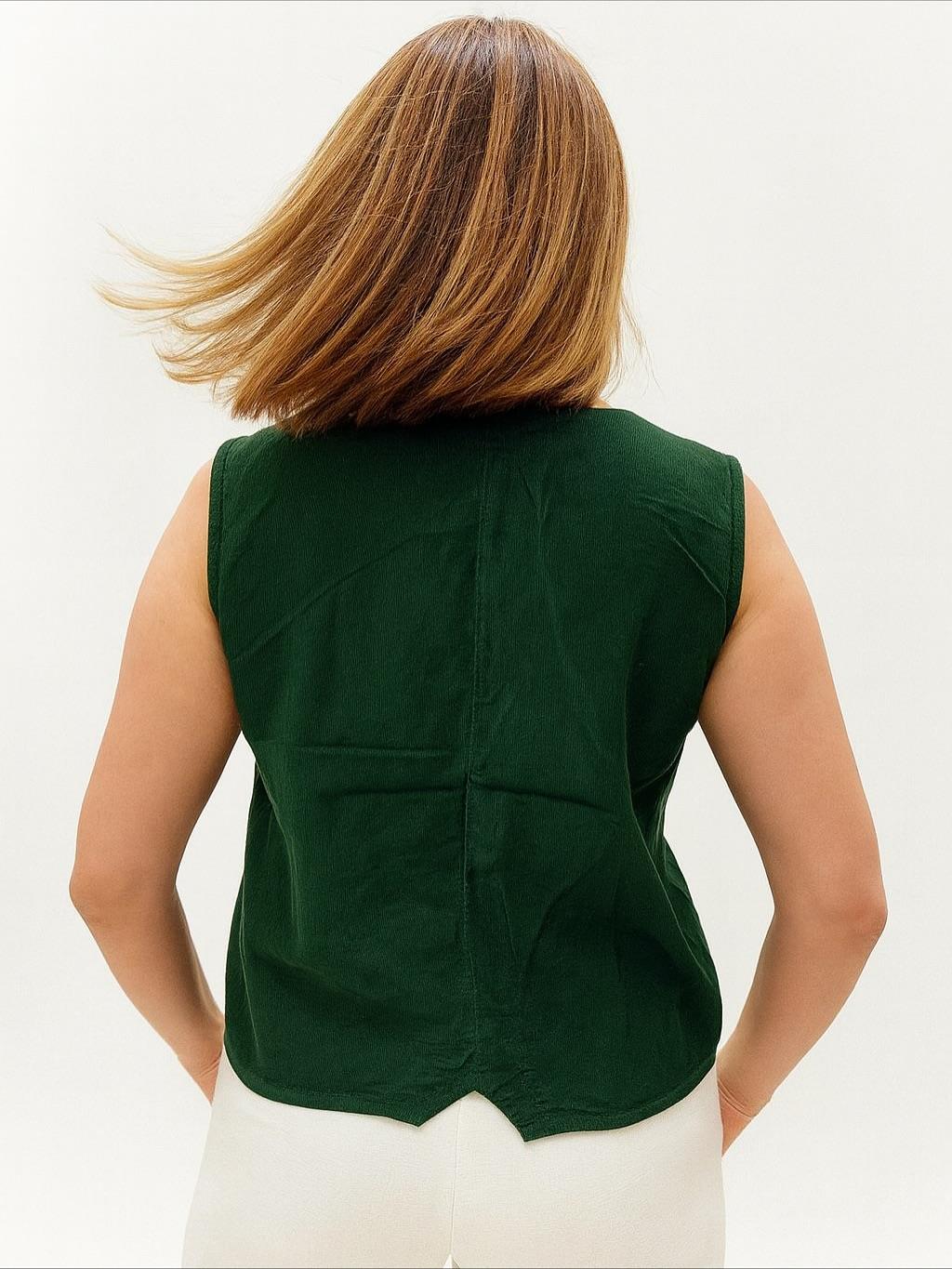 İtalyan Kadife Yelek - ZÜMRÜT YEŞİLİ