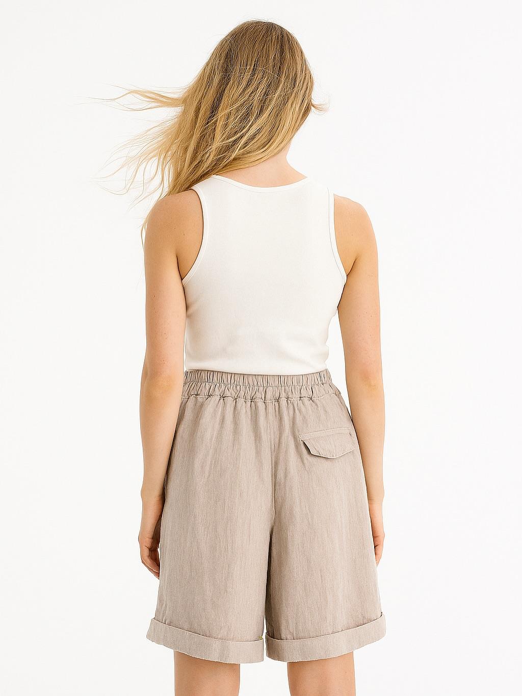 İtalyan Keten Şort - BEJ