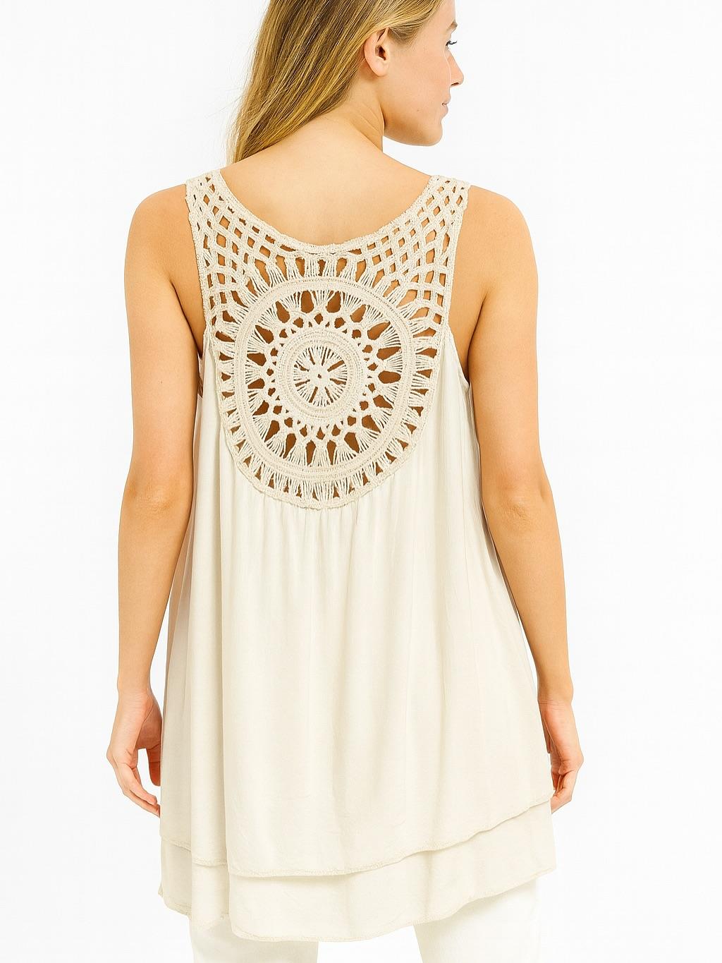 İtalyan Dantel Detaylı Bluz - BEJ