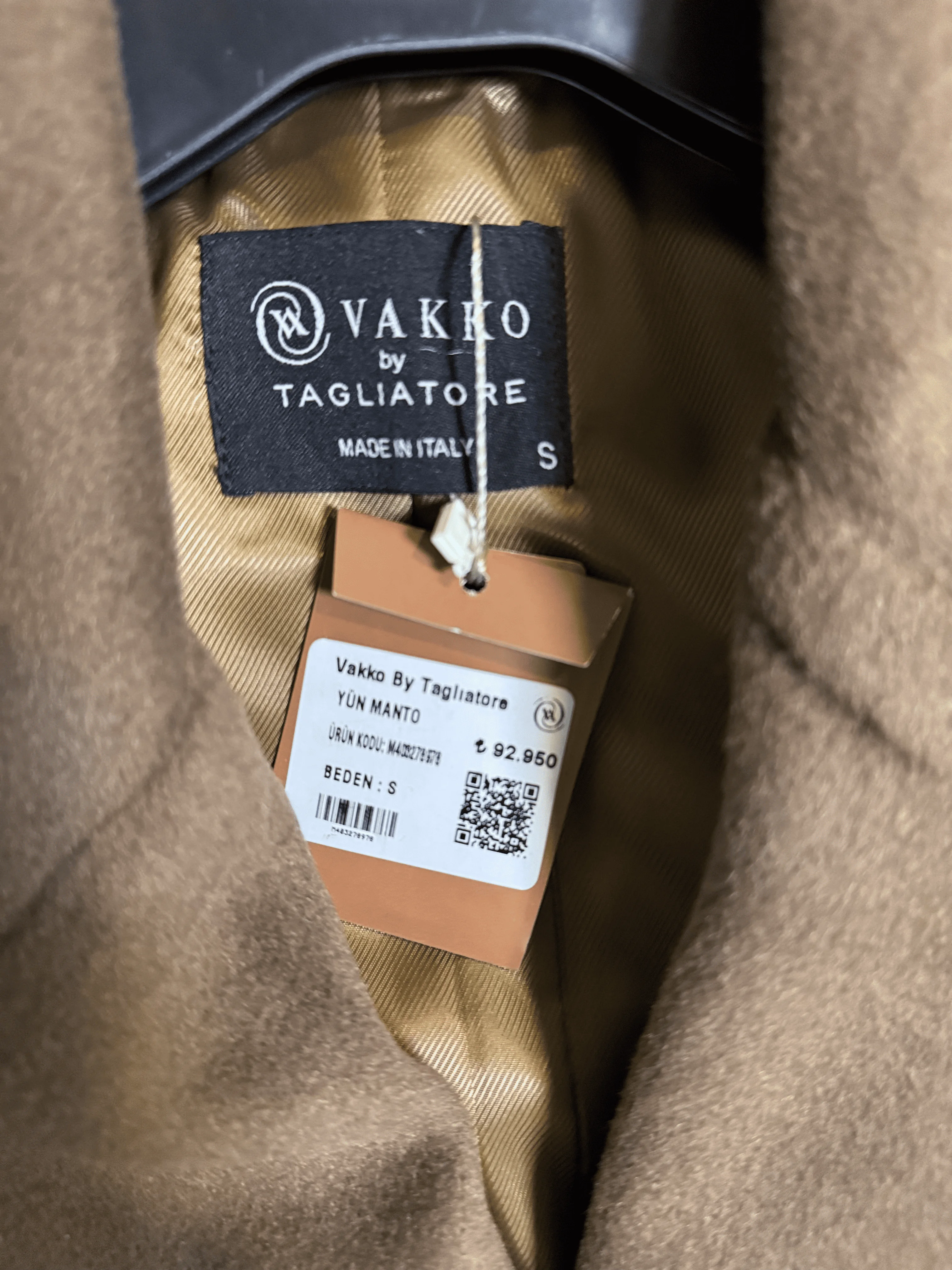 İtalyan Orjinal Vakko Manto - KAHVERENGİ