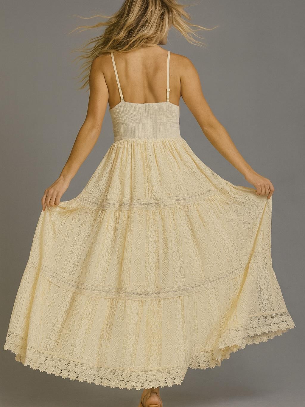 İtalyan Dantel Elbise - BEJ