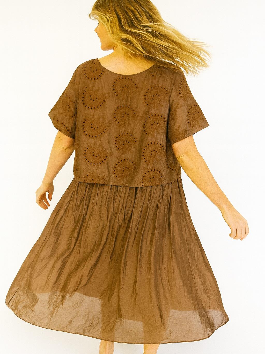 İtalyan Fisto Detaylı Elbise - KAHVERENGİ