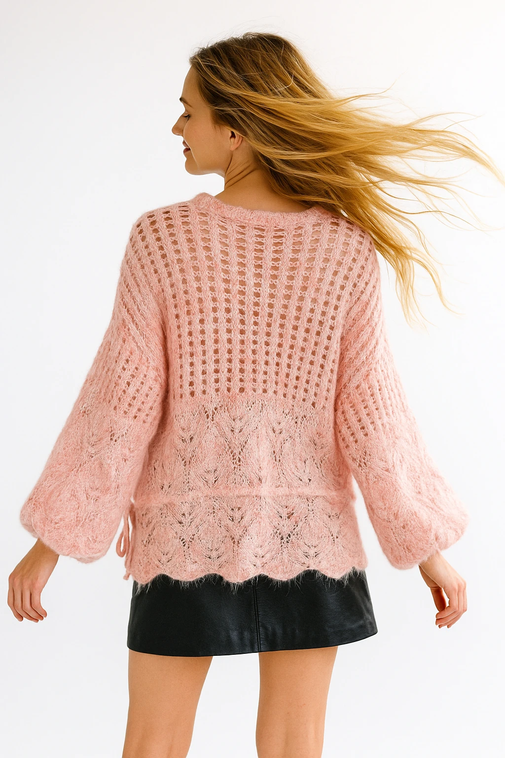 İtalyan Tasarım Triko Bluz - PUDRA PEMBE