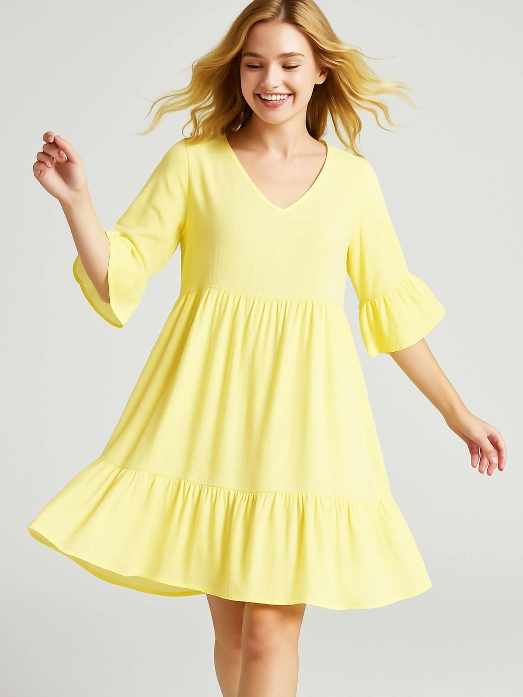 İtalyan Pamuklu Elbise - SARI