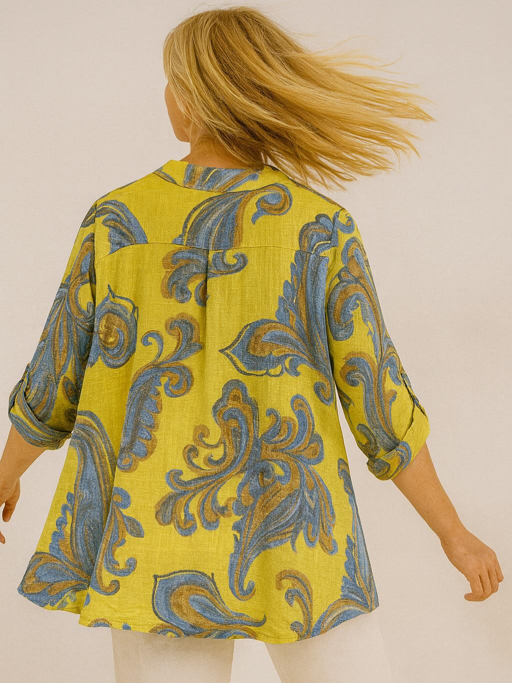 İtalyan Pamuk Keten Gömlek - SARI