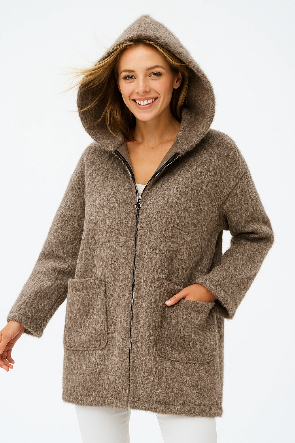 İtalyan Kapüşonlu Keçe Kaban - VİZON