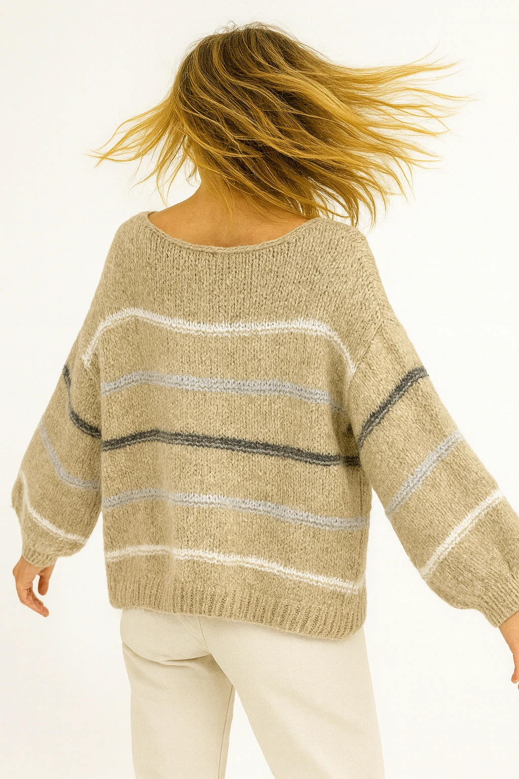 İtalyan Çizgili Kazak - BEJ