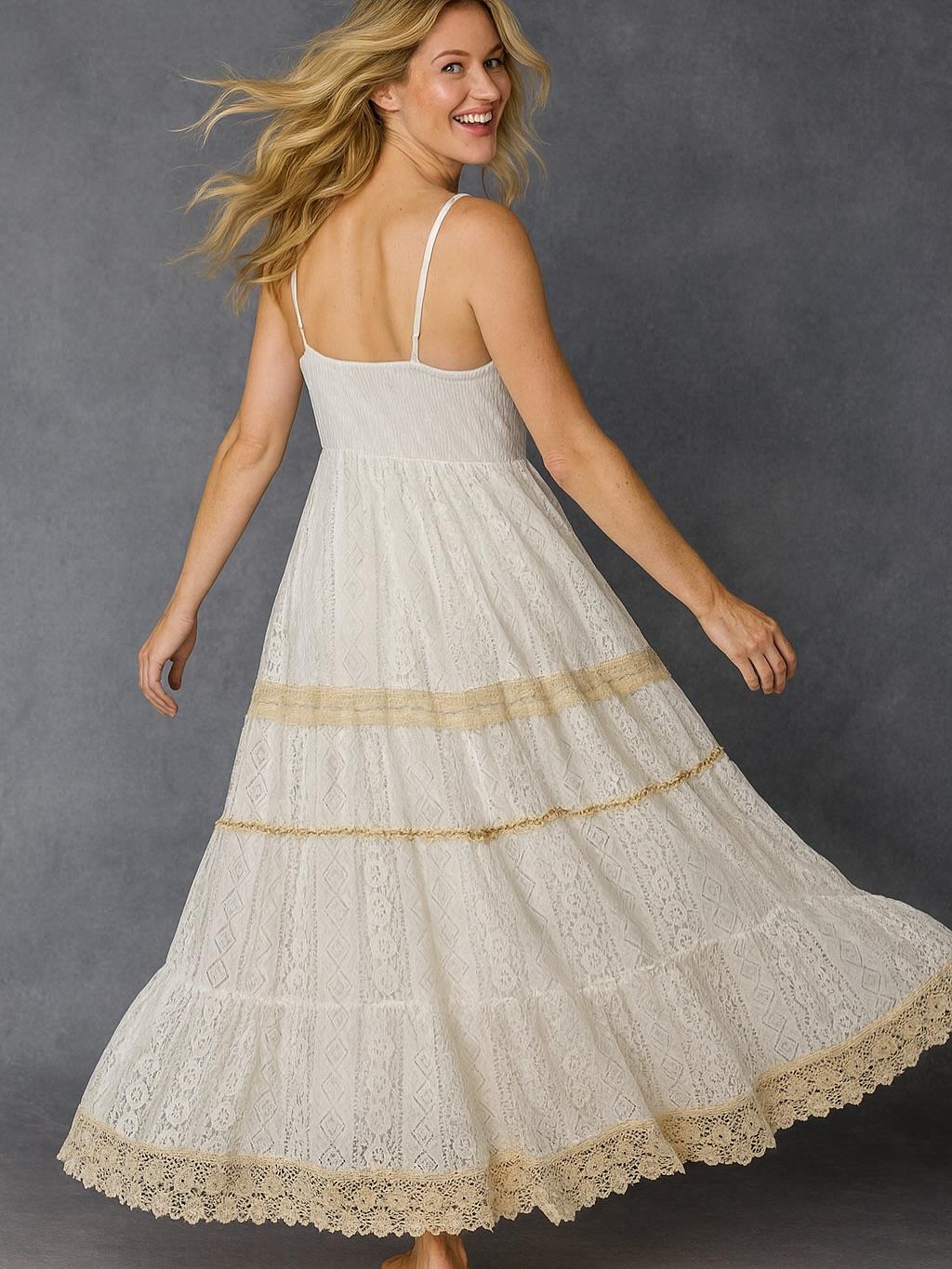 İtalyan Dantel Elbise - BEYAZ