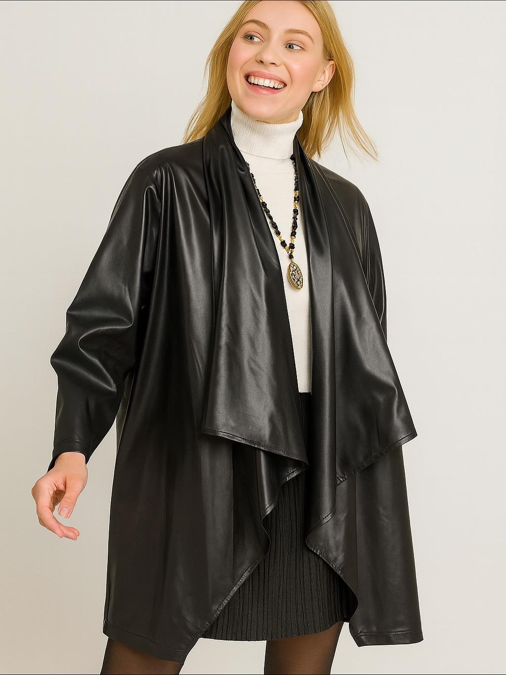 İtalyan Kısa Deri Kap - SİYAH
