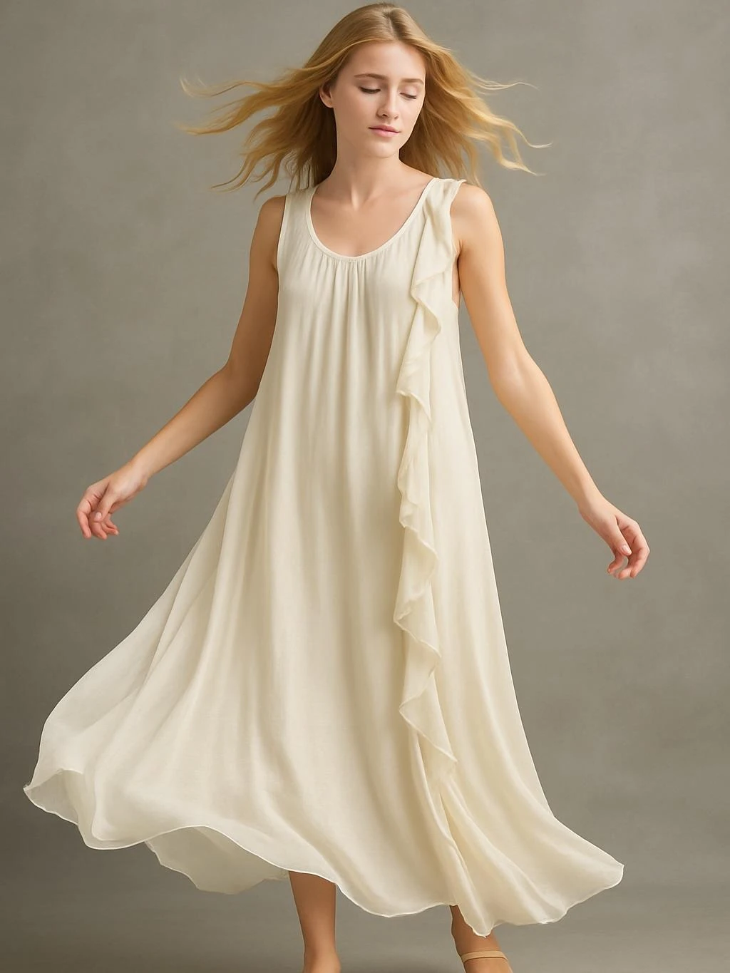 İtalyan İpek Elbise - BEJ