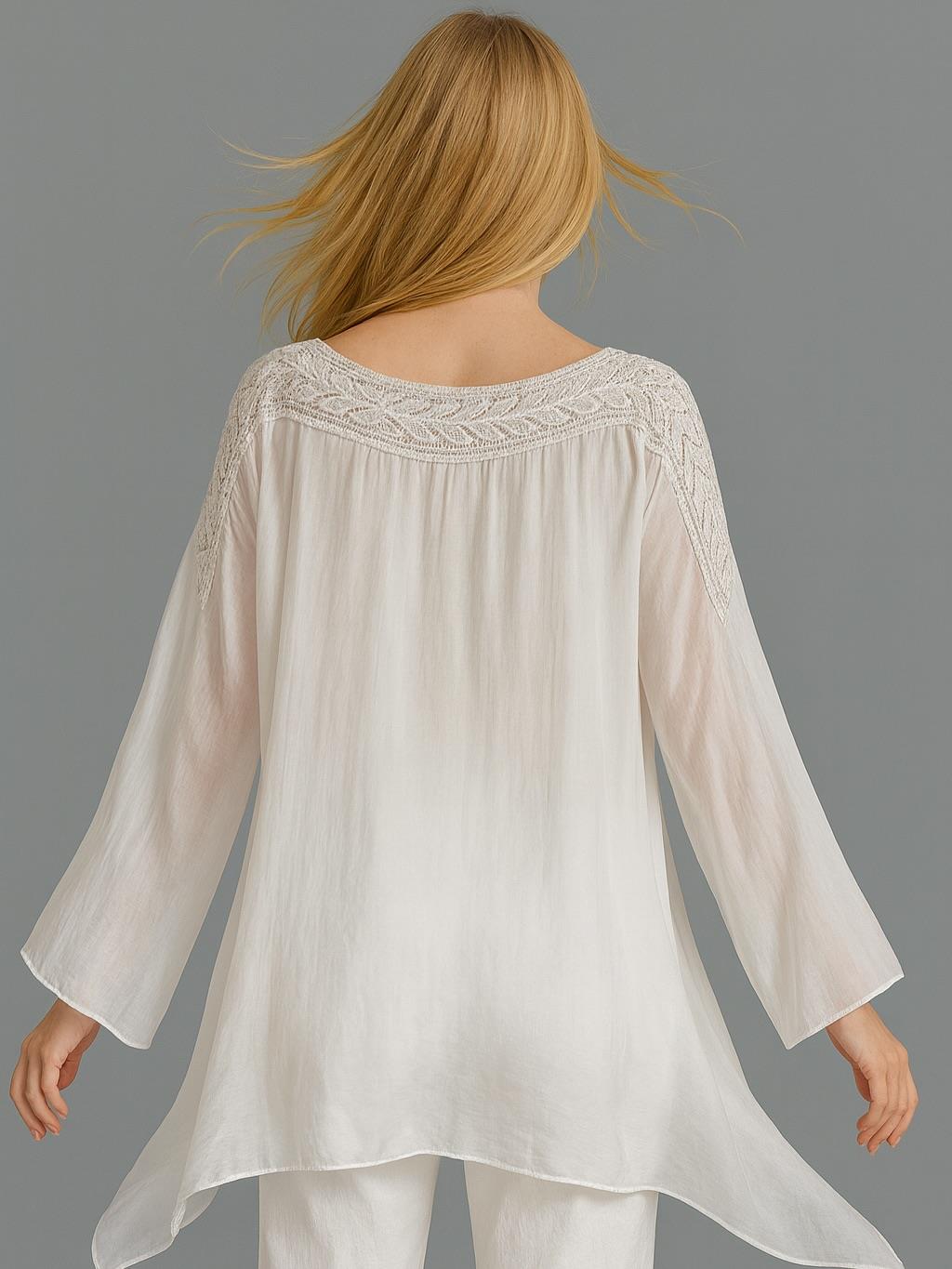 İtalyan İpek Bluz - BEYAZ