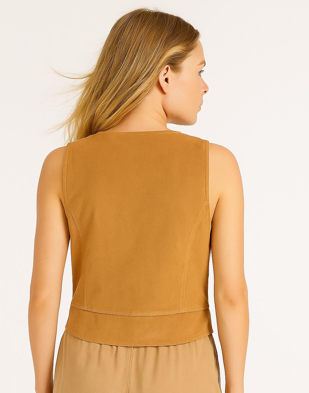 italyan Kısa Kadife Yelek - VİZON