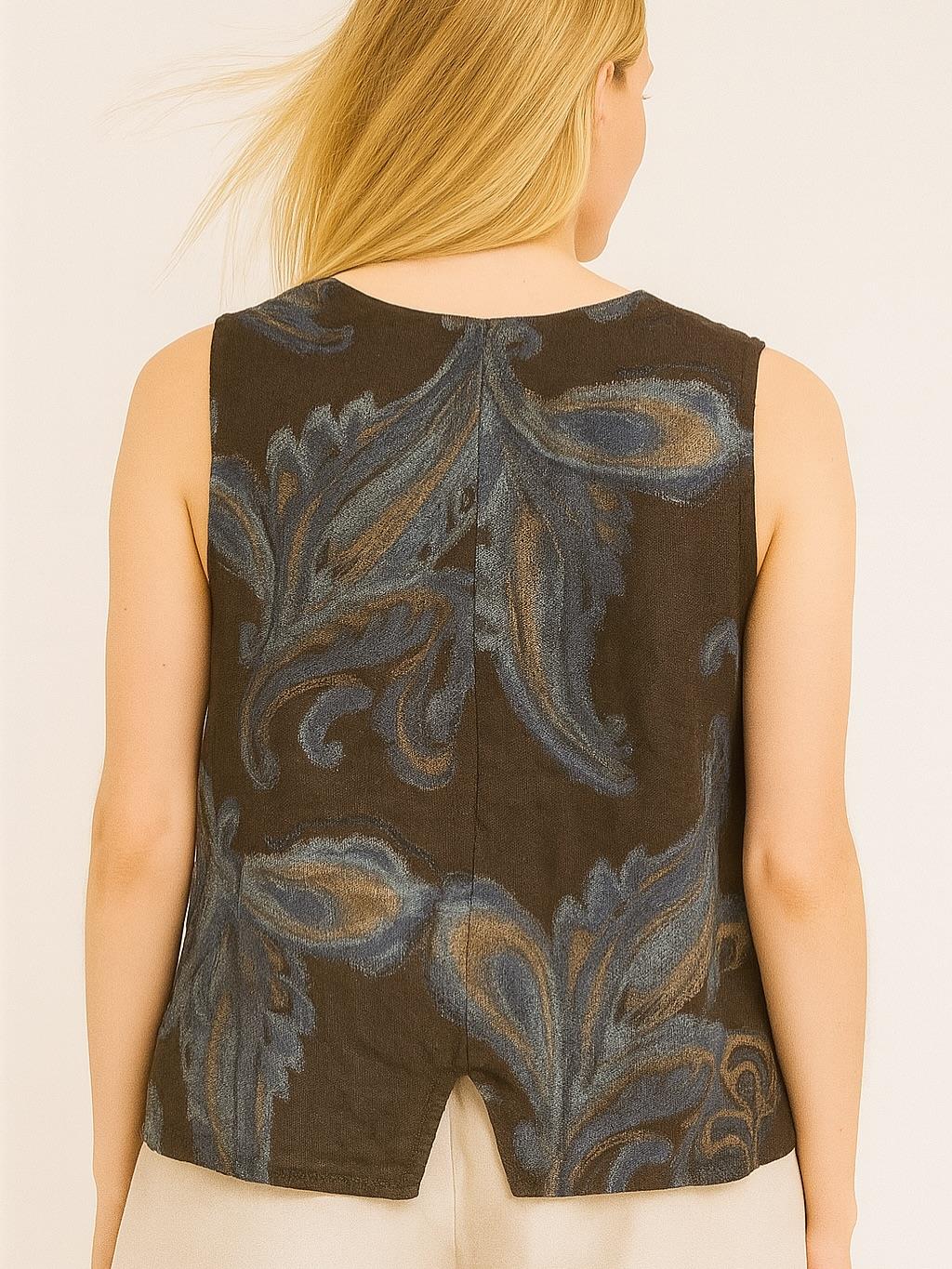 İtalyan Keten Yelek - KAHVERENGİ