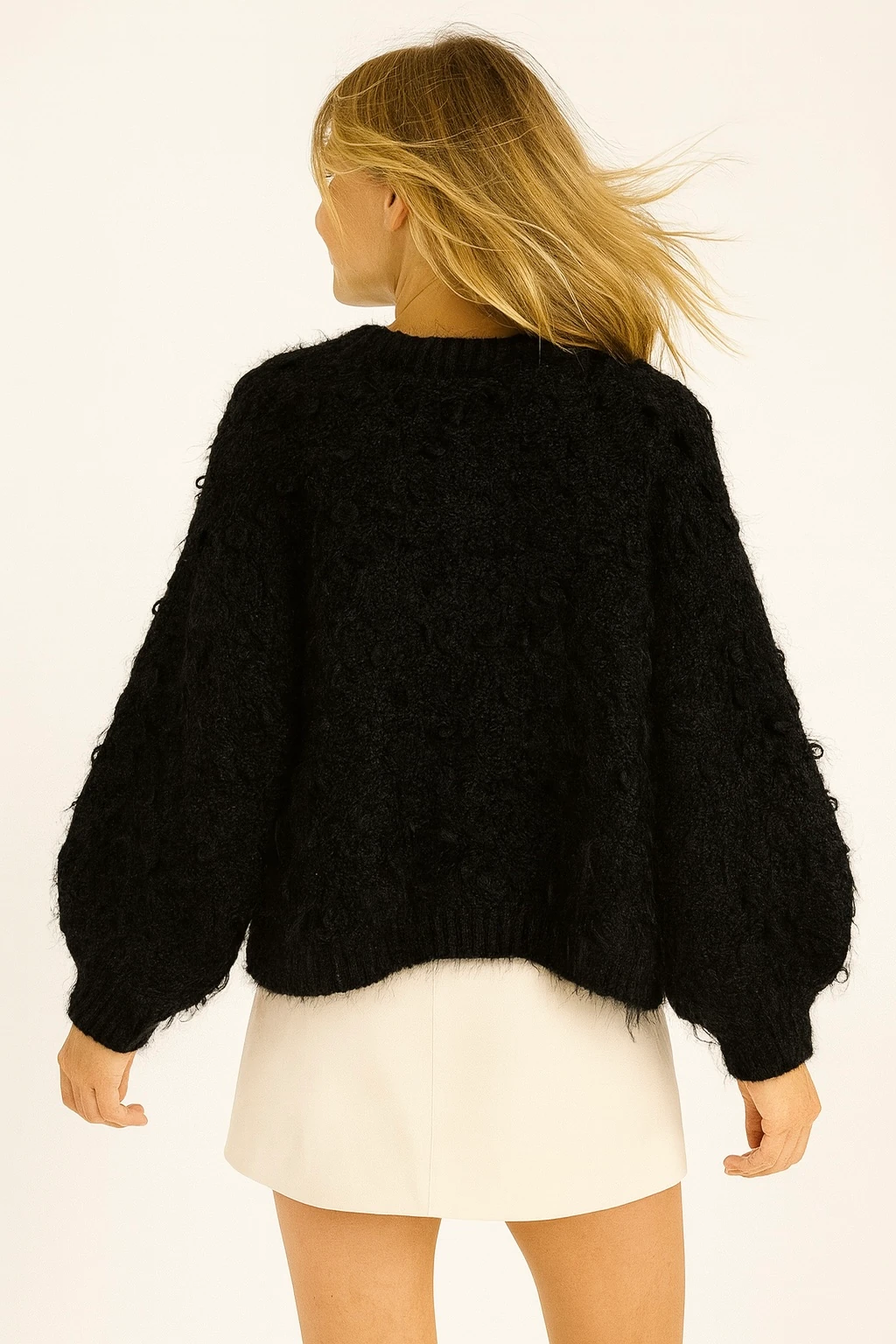 İtalyan Özel Tasarım Triko Bluz - SİYAH