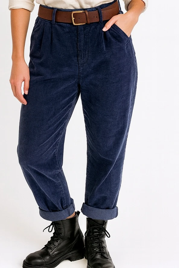 İtalyan Havuç Model Likralı Kadife Pantolon - LACİVERT