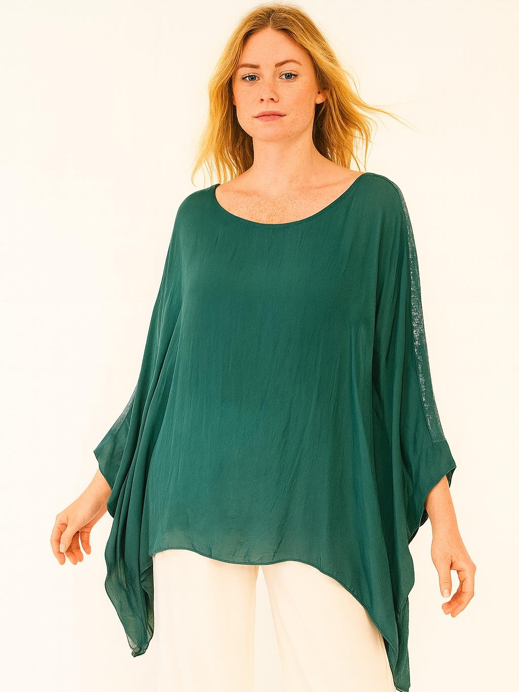 İtalyan İpek Bluz - ZÜMRÜT YEŞİLİ