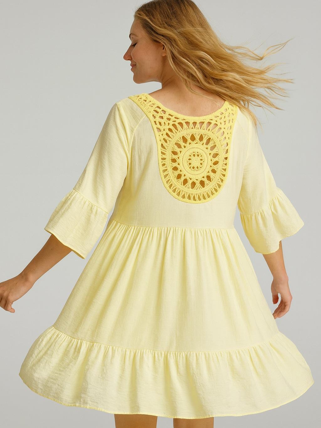 İtalyan Pamuklu Elbise - SARI