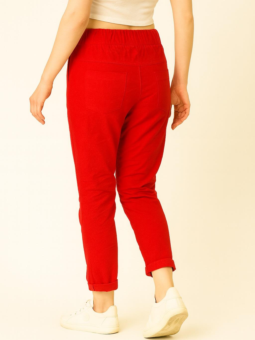 İtalyan Likralı Pantolon - KIRMIZI