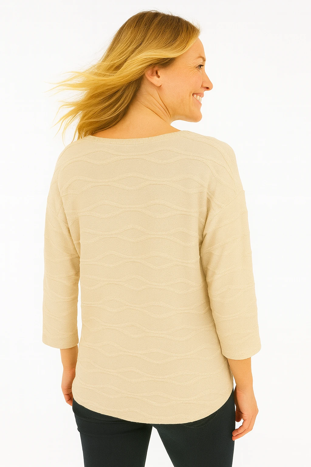 İtalyan Baskılı Triko Bluz - BEJ