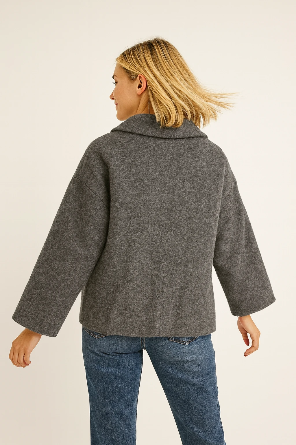 İtalyan Cep Detaylı Keçe Ceket - ANTRASİT