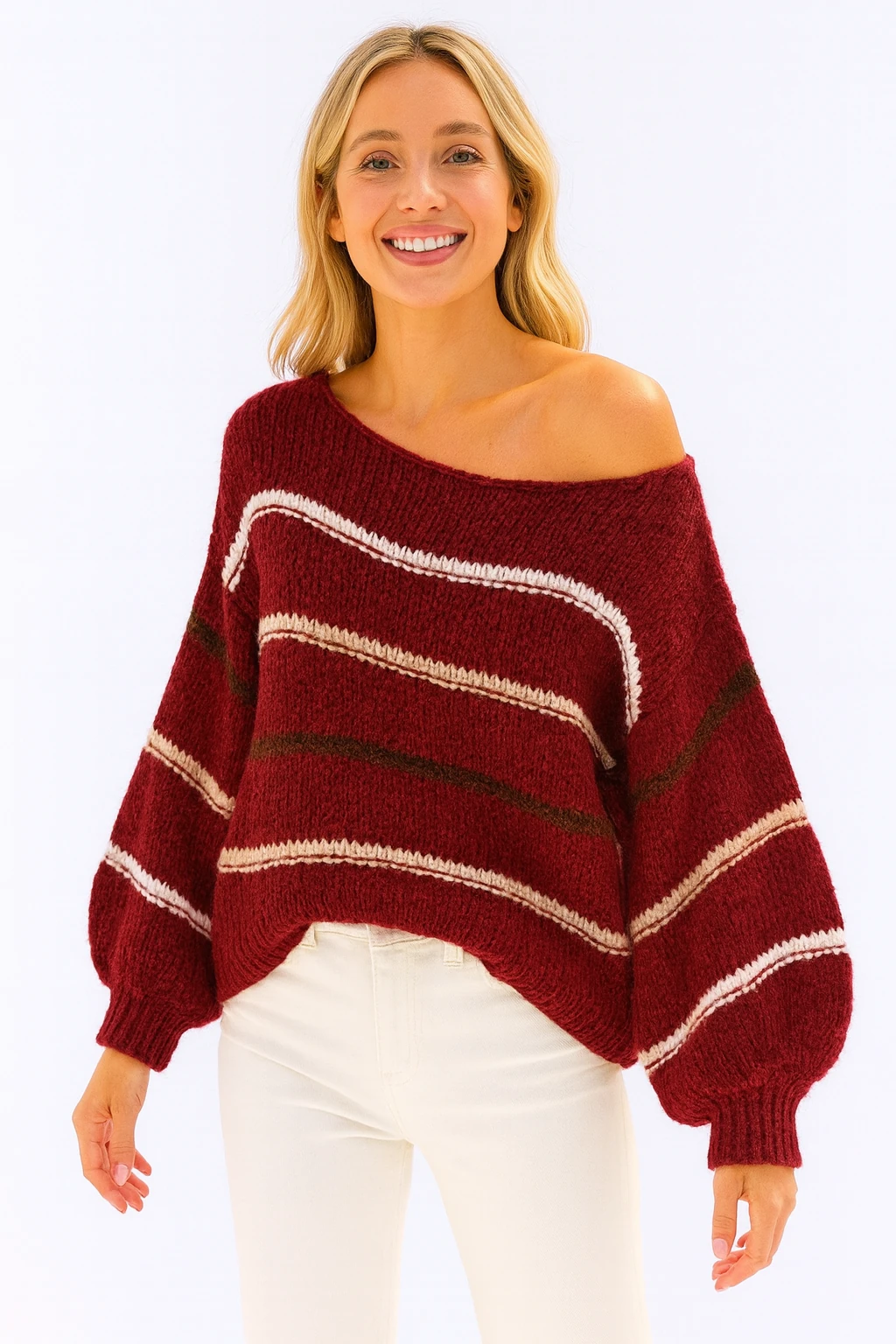 İtalyan Çizgili Kazak - BORDO