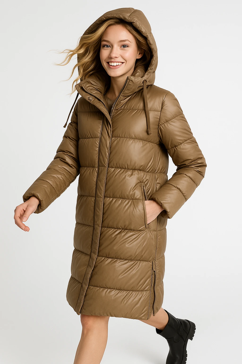 İtalyan Kapüşonlu Fermuar Detaylı Mont - BAL