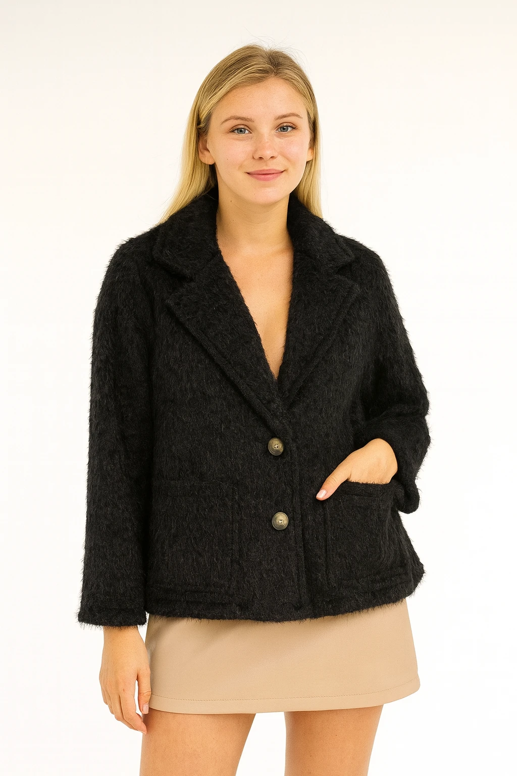 İtalyan Keçe Ceket - SİYAH