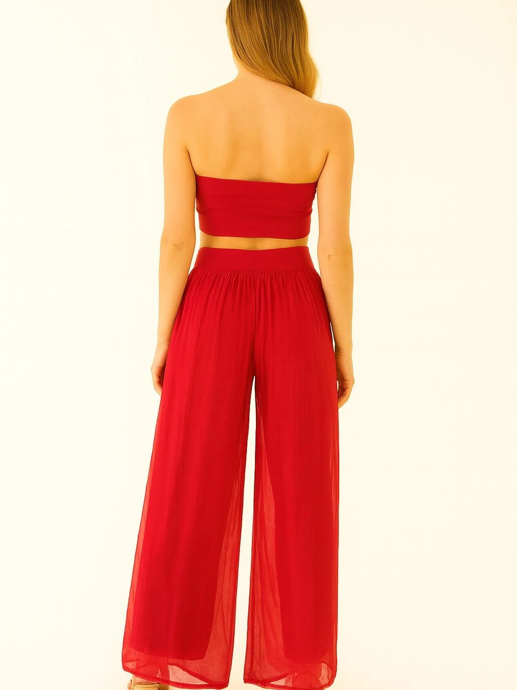 İtalyan İpek Pantolon - KIRMIZI