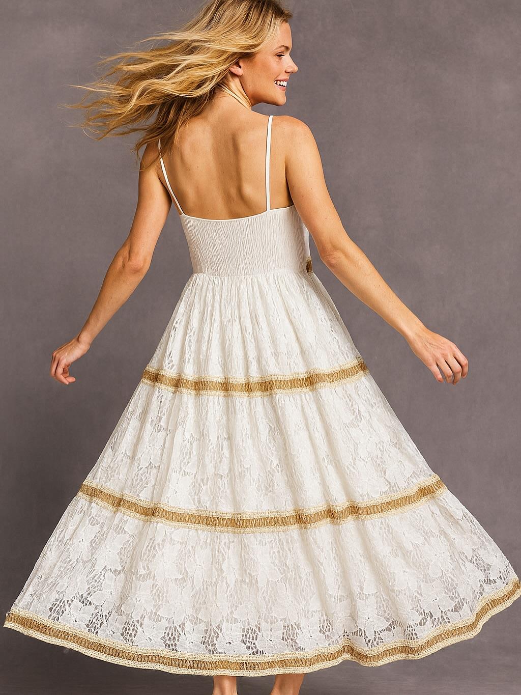 İtalyan Dantel Elbise - BEYAZ