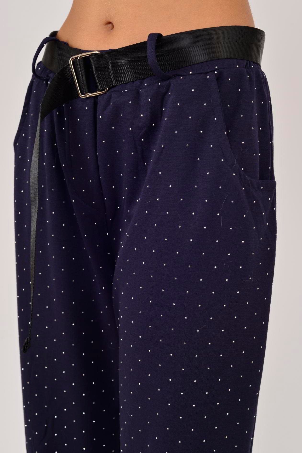 İtalyan Kemer Detaylı Taş İşlemeli Pantolon - LACİVERT