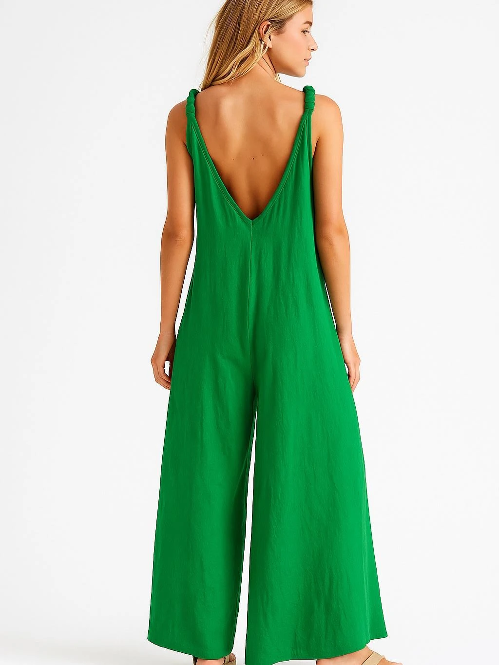 İtalyan Keten Tulum - YEŞİL