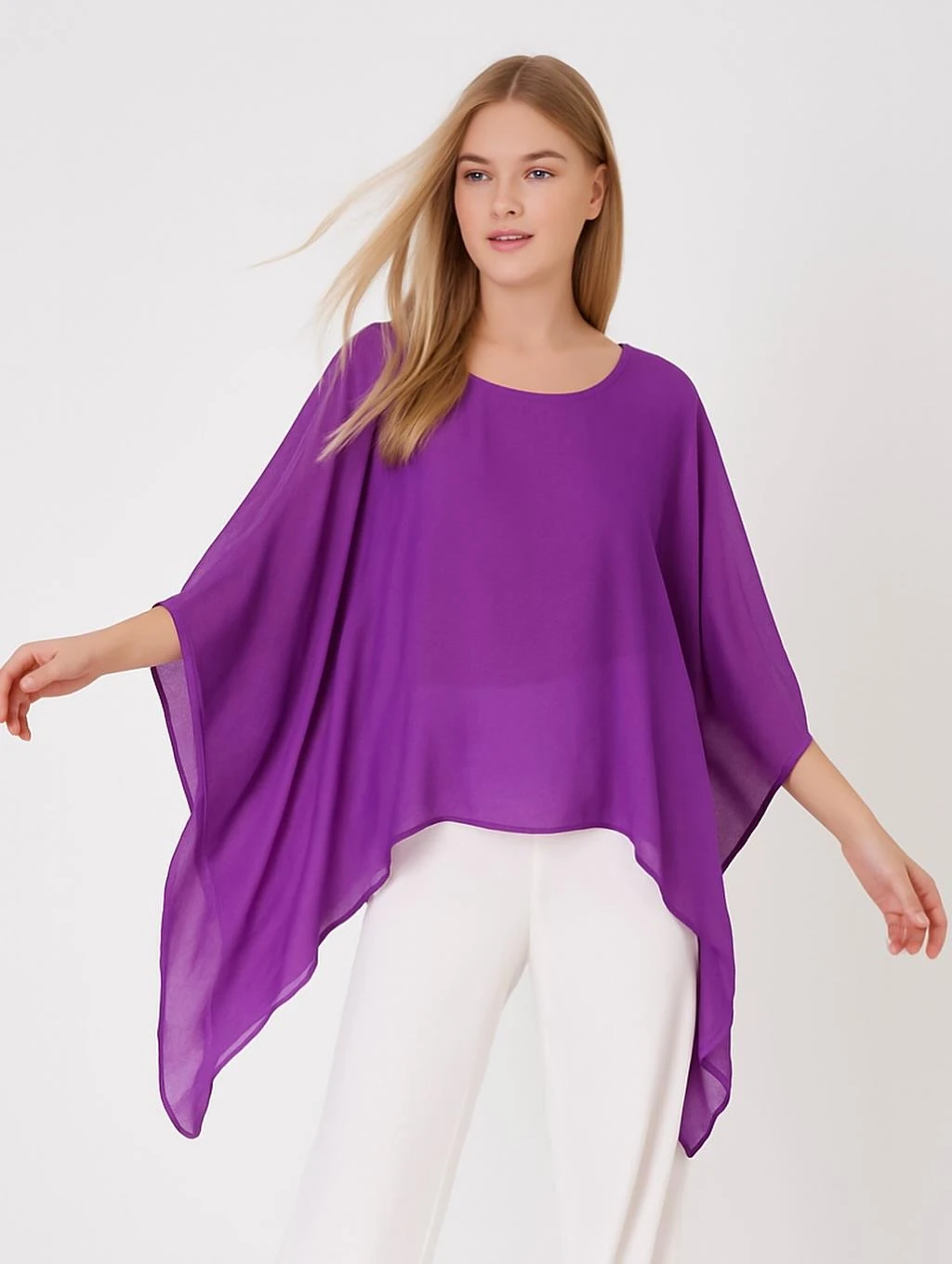 İtalyan İpek Bluz - PATLICAN MORU