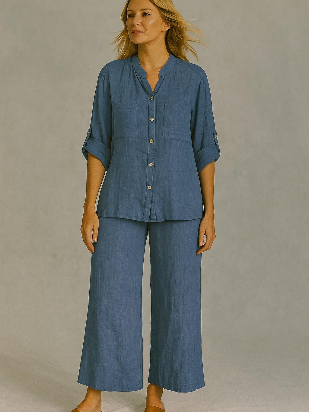 İtalyan Keten Takım - MAVİ