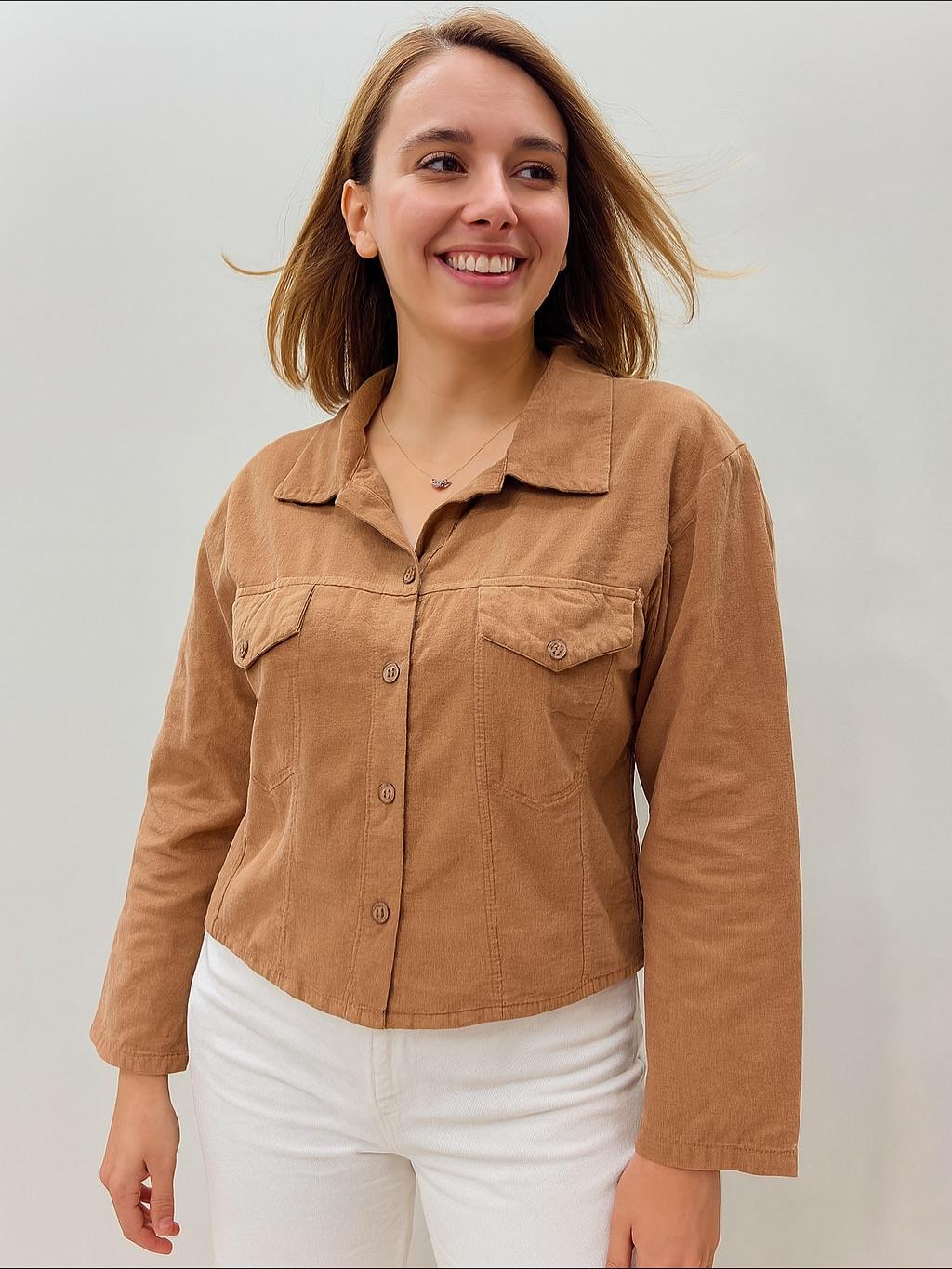 İtalyan Kadife Gömlek - VİZON