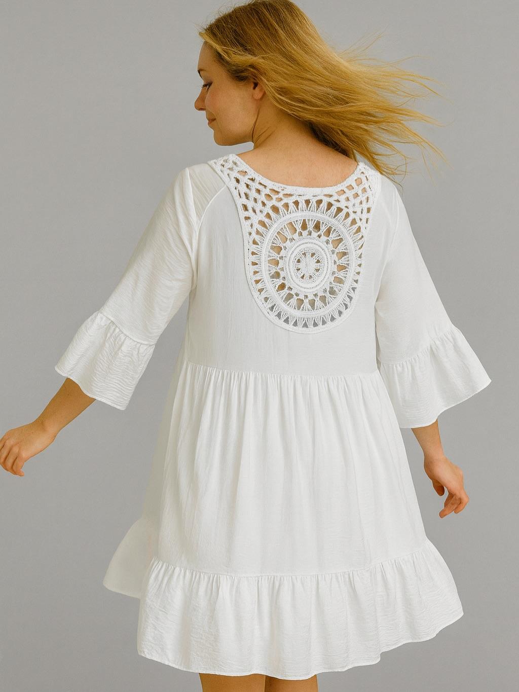 İtalyan Pamuklu Elbise - BEYAZ