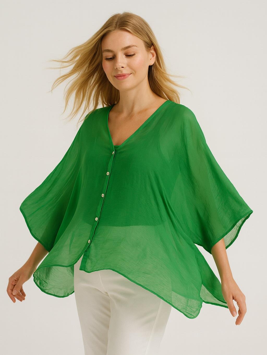 İtalyan İpek Gömlek - YEŞİL