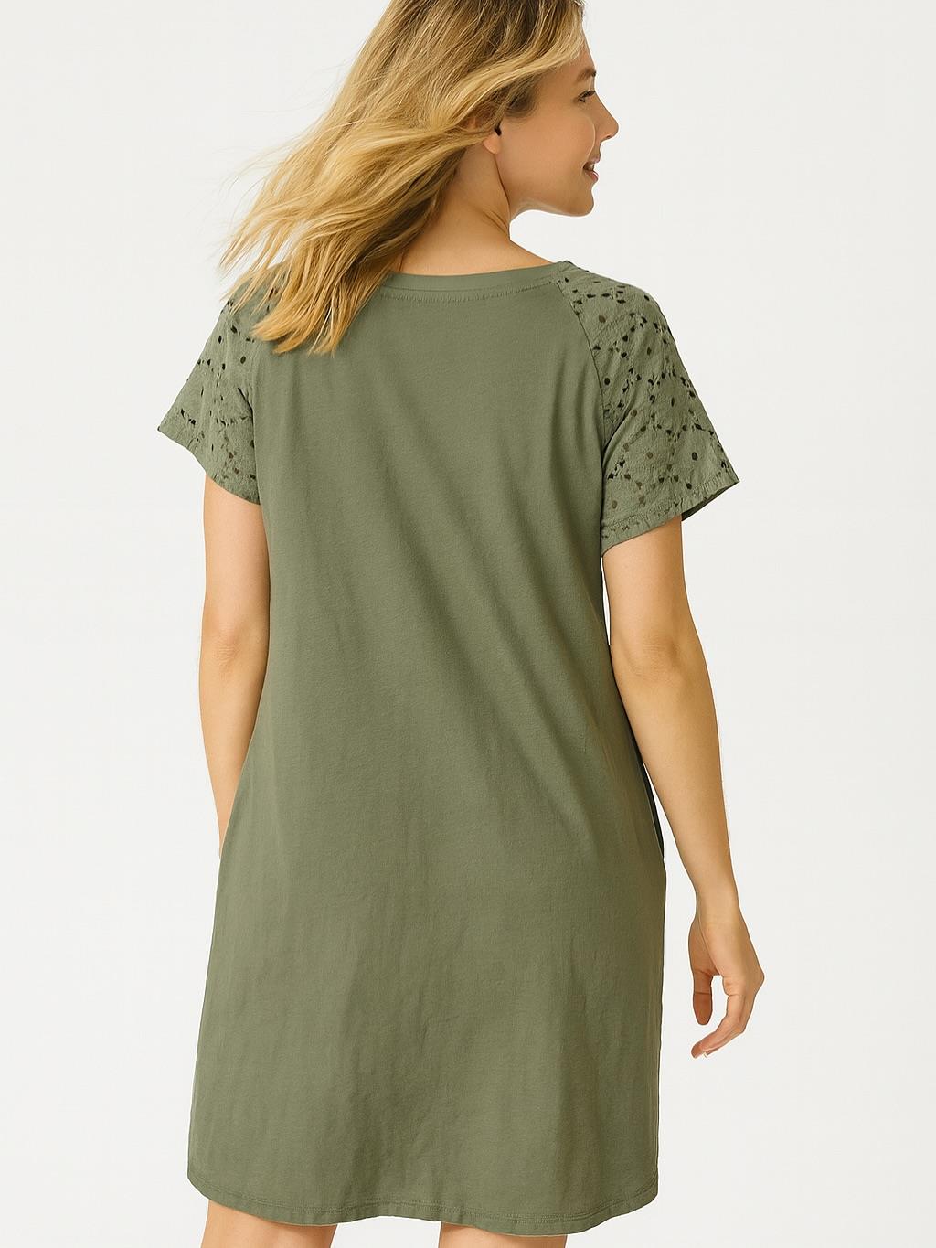 İtalyan Fisto Detaylı Keten Elbise - HAKİ