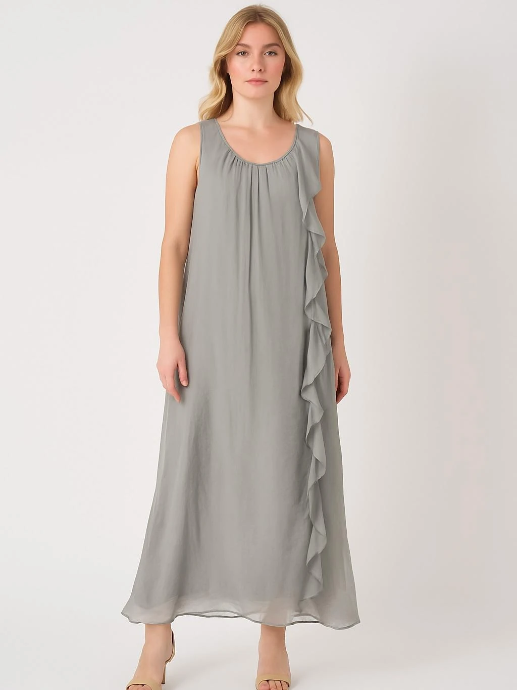 İtalyan İpek Elbise - GRİ