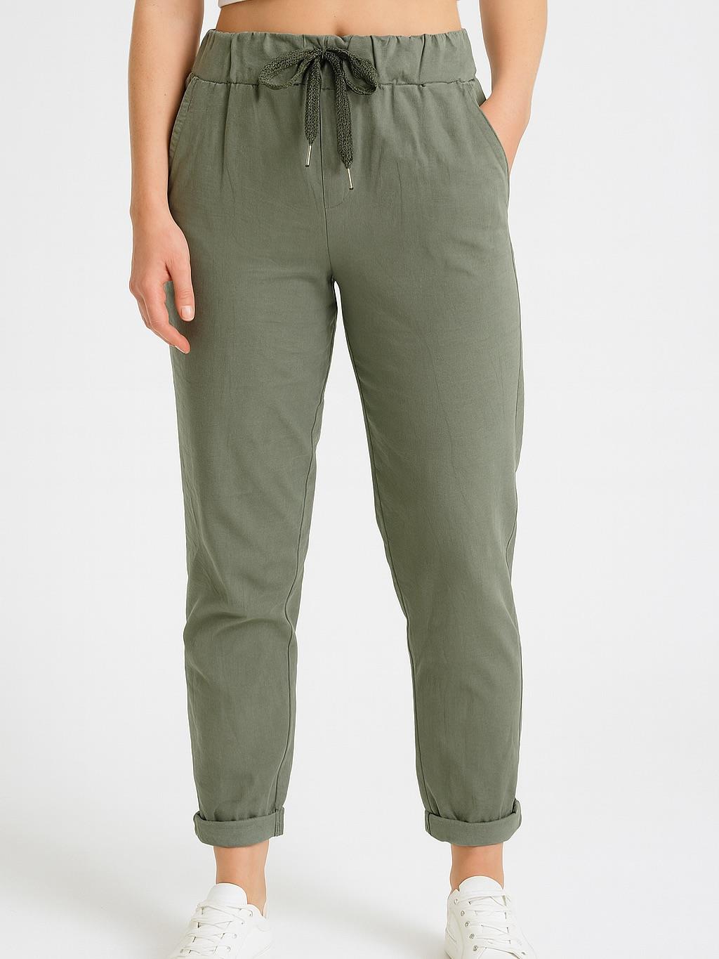 İtalyan Likralı Pantolon - HAKİ