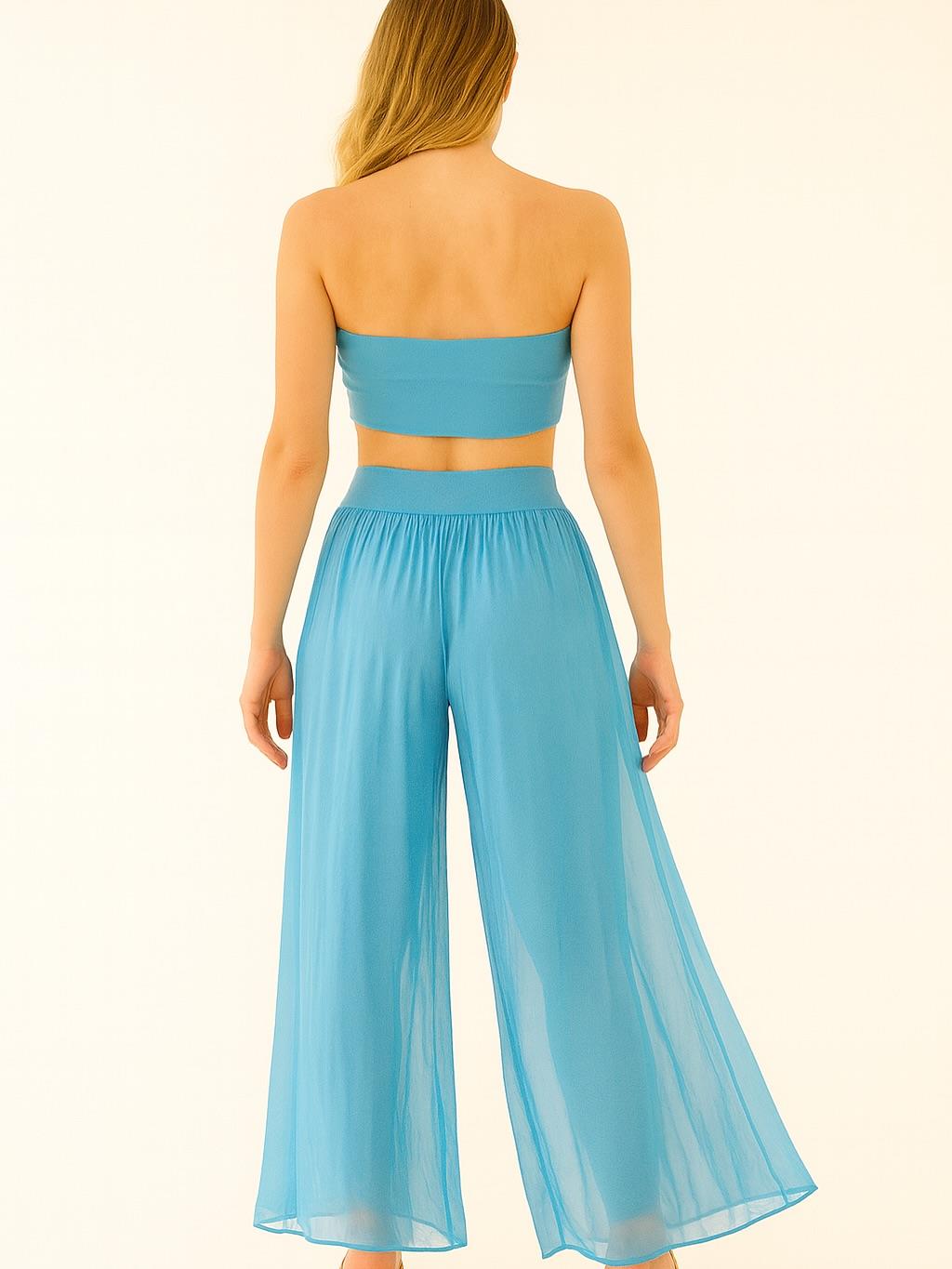 İtalyan İpek Pantolon - MAVİ