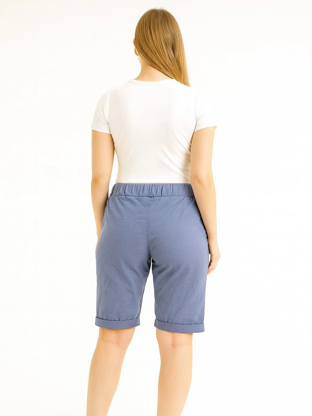 İtalyan Likralı Şort - MAVİ