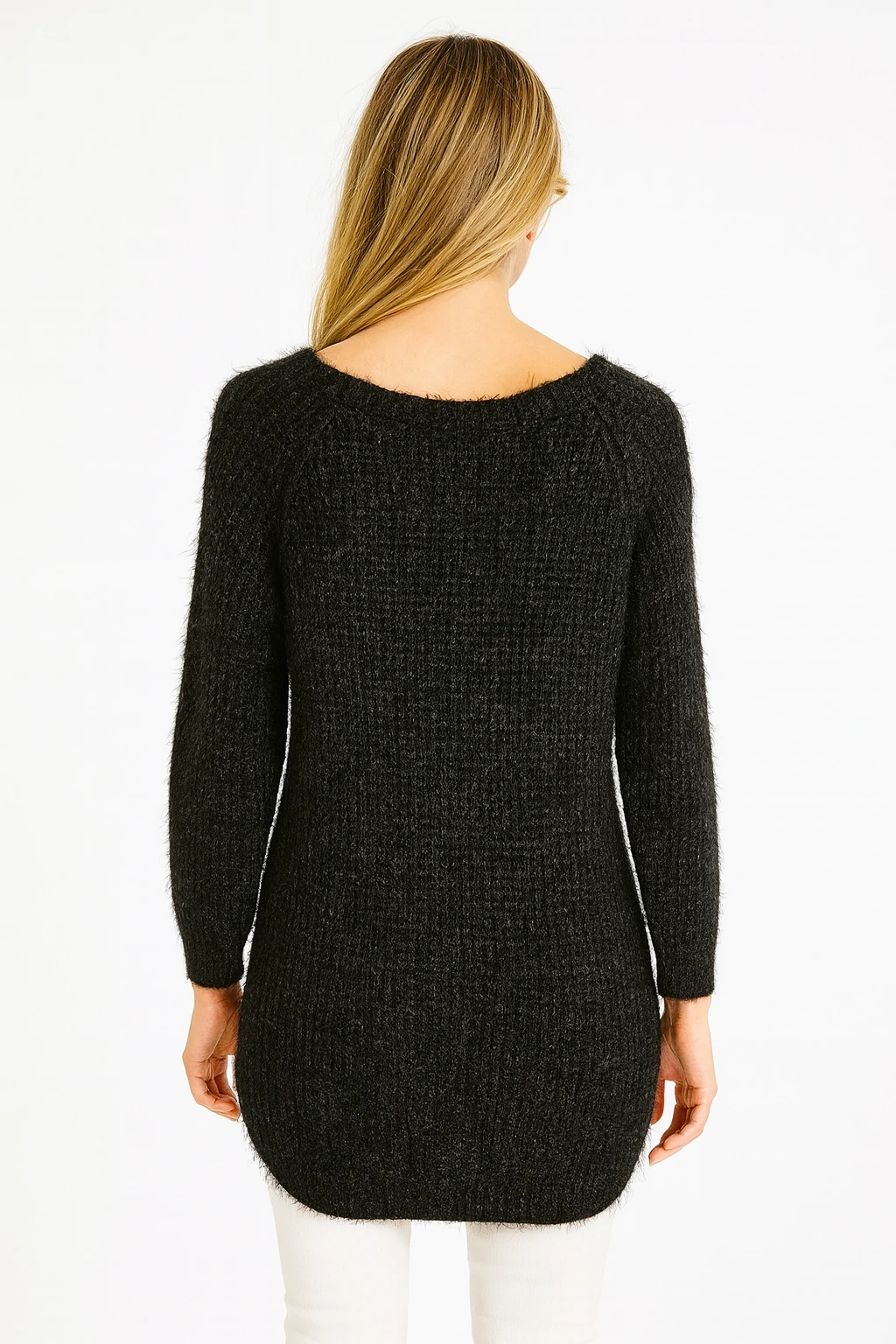 İtalyan Geniş Yaka Triko Kazak - SİYAH