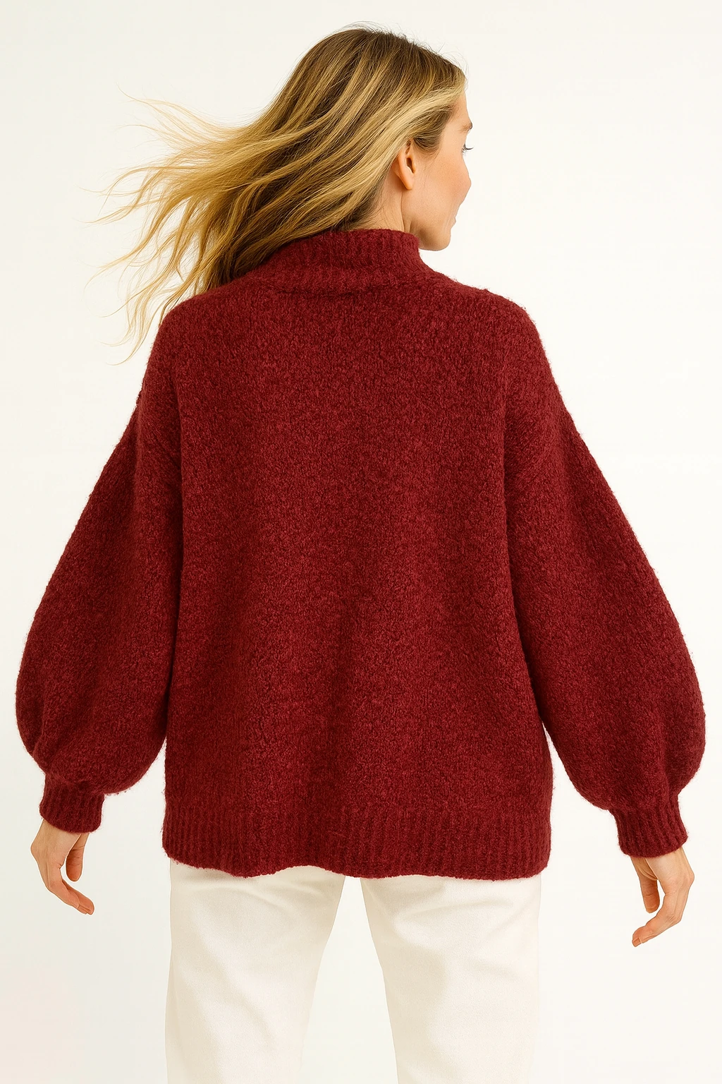 İtalyan Balıkçı Yaka Yün Kazak - BORDO