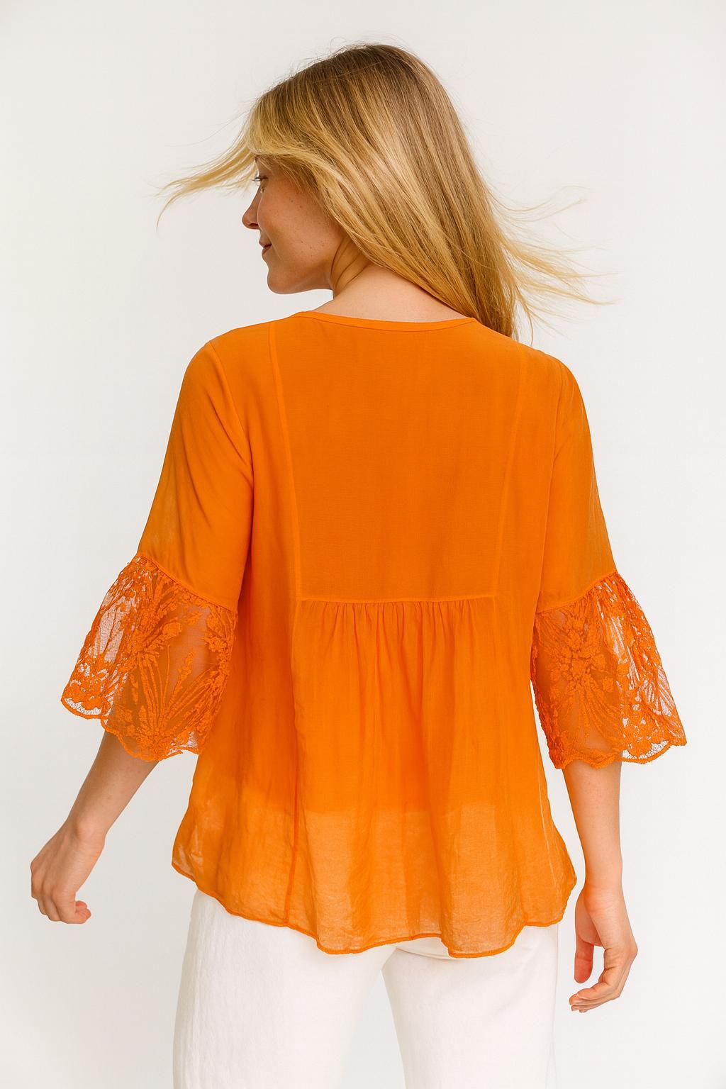 İtalyan İpek Bluz - TURUNCU